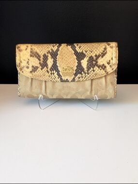 Coach Python Flap Wallet with Signature Jacquard Fabric and Gold-Tone Logo